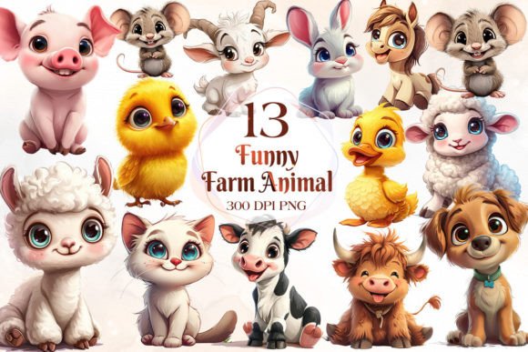 Download Funny Farm Animal Sublimation Clipart - Farm Collection
