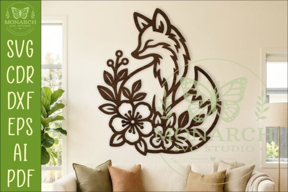 Download Floral Fox Wall Art SVG, Woodland Fox - Fox Collection