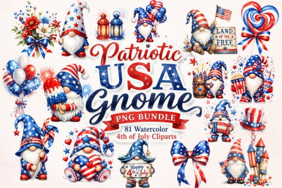 Download Patriotic-usa-gnome-png-bundle-pack - Gnome Collection