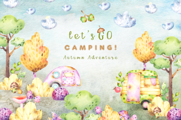 Download Camping Autumn Adventure Watercolor Clipart Collection - Collection Collection