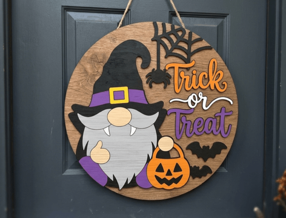 Download Trick or Treat Gnome Door Sign Laser - Gnome Collection