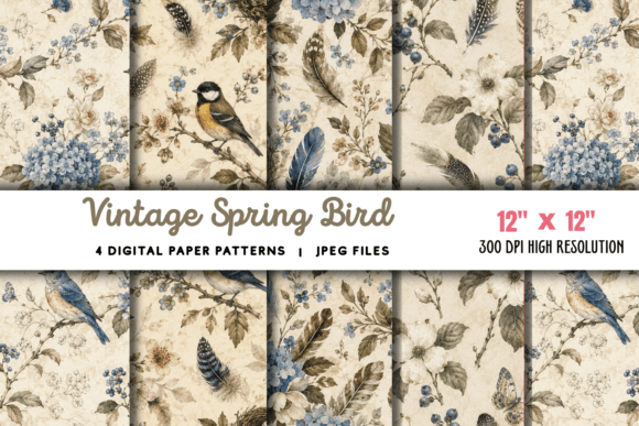Download Vintage Spring Bird Junk Journal 8 - Spring Collection