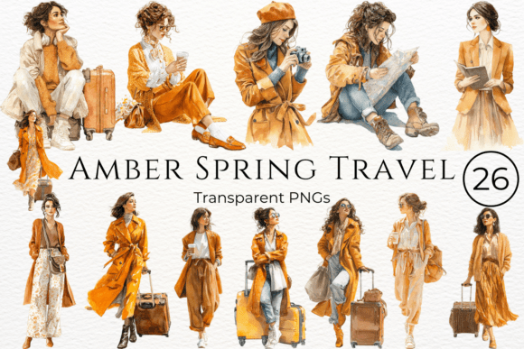 Download Amber Spring Travel Watercolor Clipart - Spring Collection