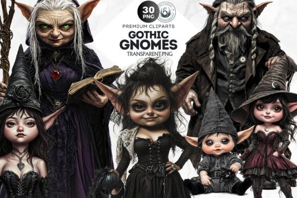 Download 30 Gothic Gnome Clipart Set Bundle - Premium Bundle