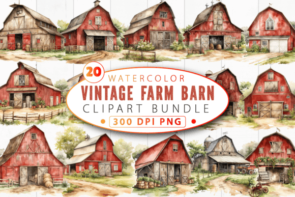 Download Vintage Farm Barn Clipart Bundle - Farm Collection