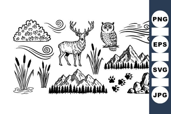 Download Rustic Forest Wildlife Clipart Set - Wildlife clipart Collection