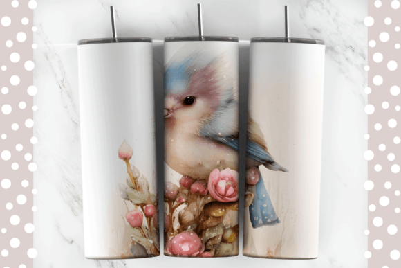 Download Watercolor Spring Bird Tumbler PNG - Spring Collection