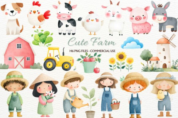 Download Rustic Farm Animals Nursery Clipart PNG - Farm Collection