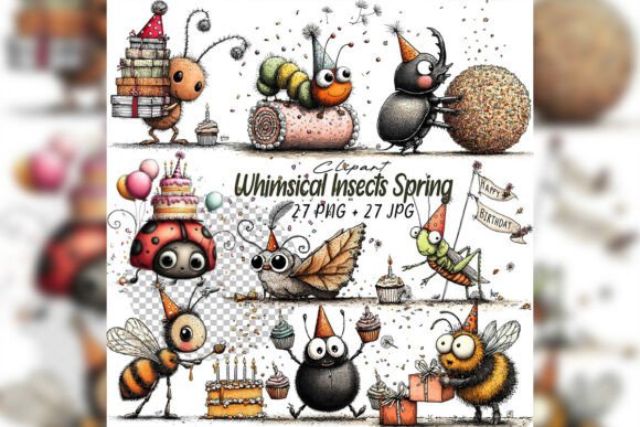Download Whimsical Insects Clipart Spring Bugs Se - Spring Collection