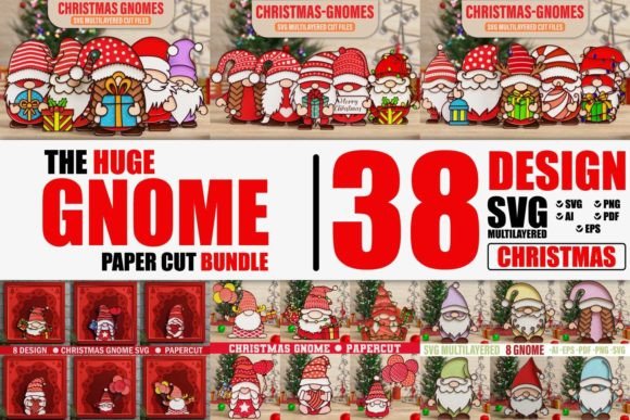 Download Huge Christmas Gnome 3D SVG || BUNDLE || - Gnome Collection