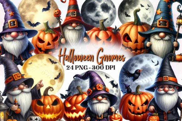 Download Halloween Gnome Watercolor Clipart - Gnome Collection
