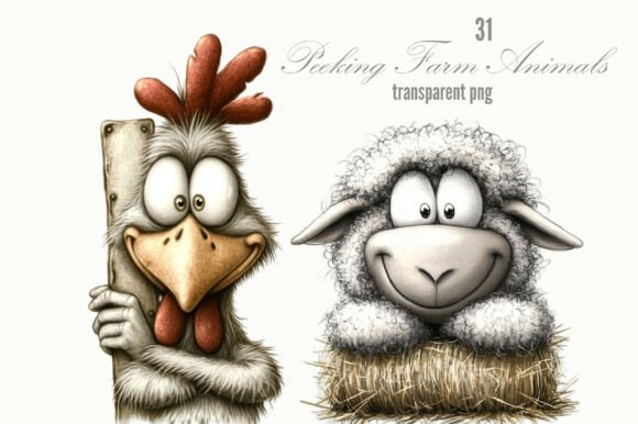 Download Whismical Peeking Farm Animals PNG - Farm Collection