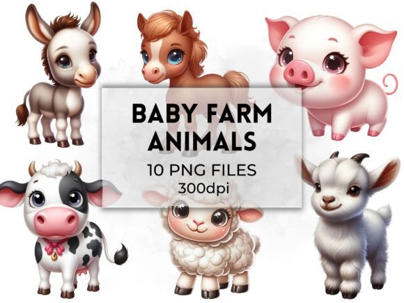 Download Adorable Baby Farm Animals Illustrations - Farm Collection