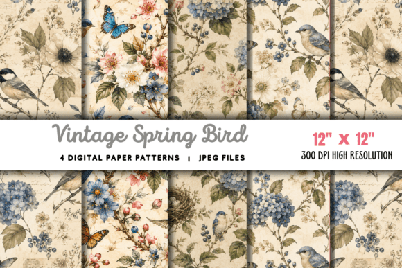 Download Vintage Spring Bird Junk Journal 5 - Spring Collection