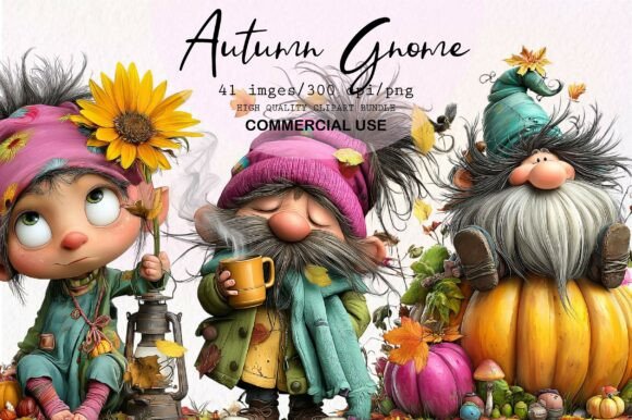 Download Whimsical Autumn Gnome Clipart - Gnome Collection