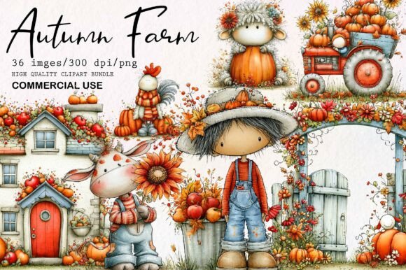 Download Autumn Farm PNG Clipart Bundle - Farm Collection
