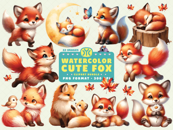 Download Watercolor Cute Fox Clipart - Fox Collection