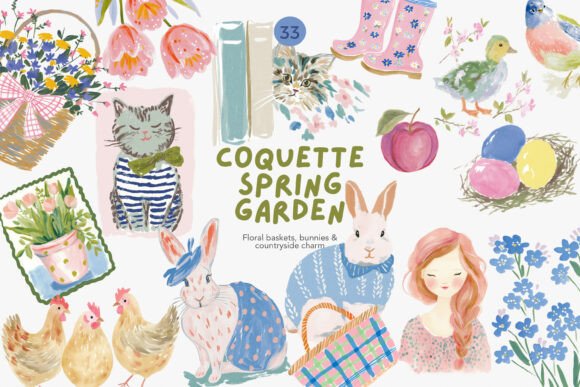 Download Coquette Spring Garden Clipart Bundle F - Spring Collection
