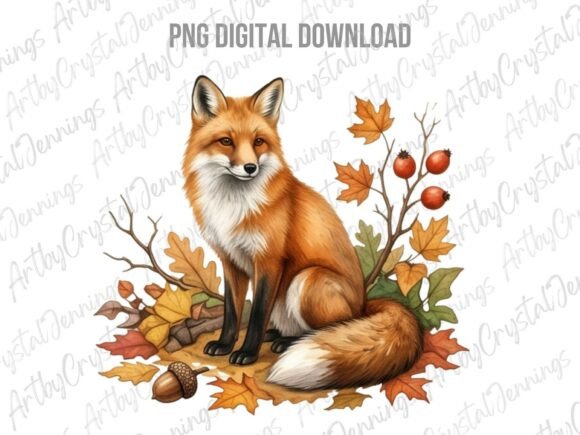 Download Autumn Fox Watercolor Clipart PNG - Fox Collection