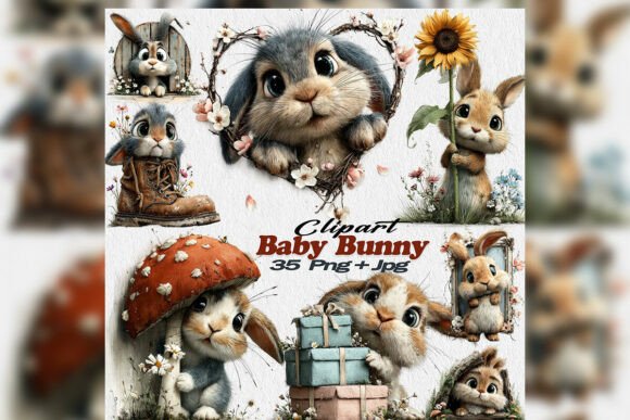 Download Whimsical Watercolor Baby Bunny Easter - Watercolor baby bunny Collection
