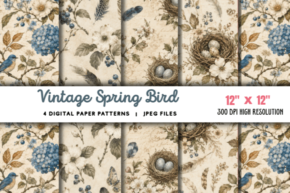 Download Vintage Spring Bird Junk Journal 3 - Spring Collection