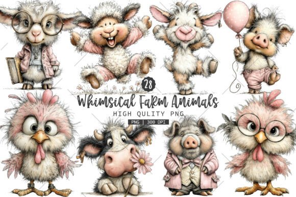 Download Whimsical Farm Animals PNG Clipart - Farm Collection