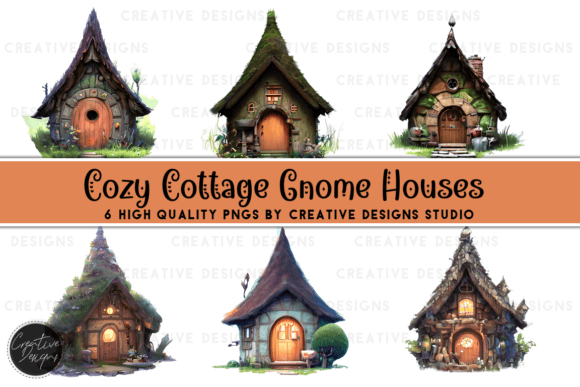 Download Cozy Cottage Gnome Houses Graphic Set - Gnome Collection