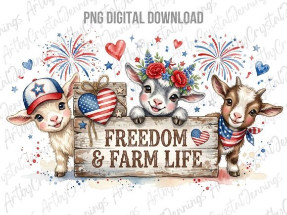 Download Patriotic Goats Freedom Farm Life PNG - Farm Collection