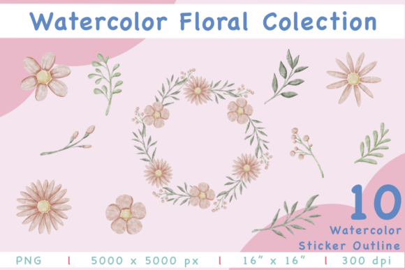 Download Watercolor Floral Elements Collection - Collection Collection