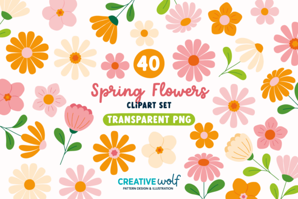 Download Whimsical Spring Flowers Clipart Set - Spring Collection