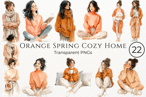 Download Orange Spring Cozy Home Clipart - Spring Collection