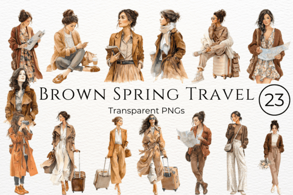 Download Brown Spring Travel Watercolor Clipart - Spring Collection