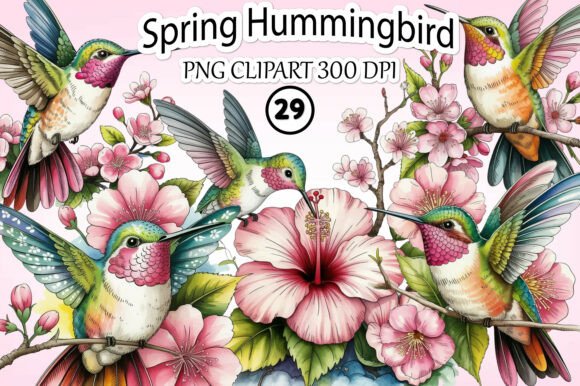 Download Spring Hummingbird Clipart Bundle - Spring Collection