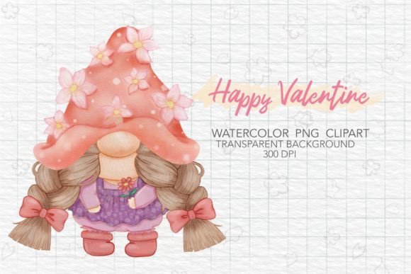 Download Clipart of a Cute Watercolor Girl Gnome - Gnome Collection