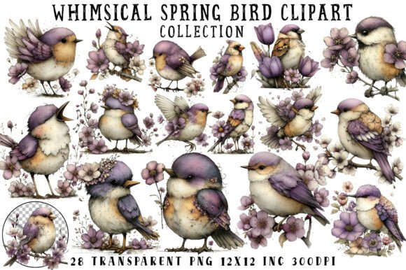 Download Whimsical Spring Bird Clipart - Spring Collection