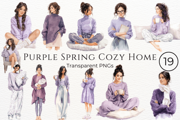 Download Purple Spring Cozy Home Clipart - Spring Collection