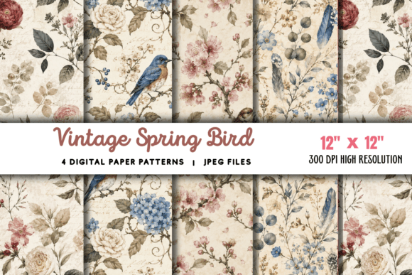 Download Vintage Spring Bird Junk Journal 1 - Spring Collection