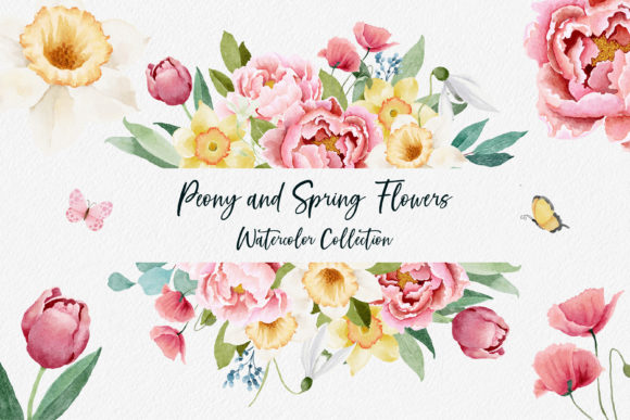 Download Watercolor Peony and Spring Flowers - Spring Collection