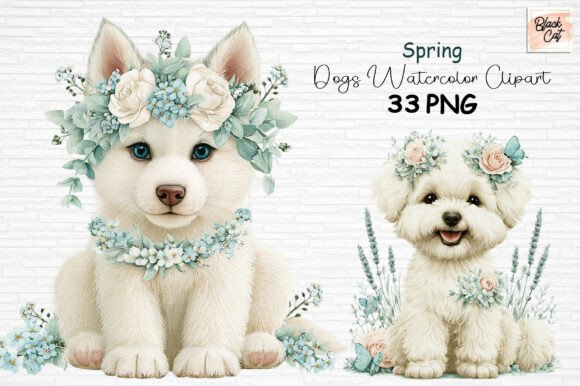 Download Spring Dogs Watercolor Clipart PNG - Spring Collection