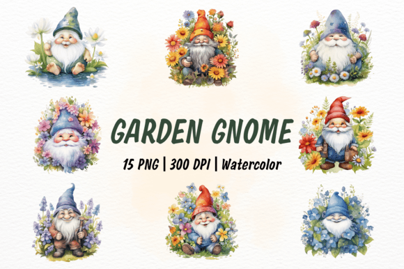 Download Cute Garden Gnome Watercolor Clipart - Gnome Collection