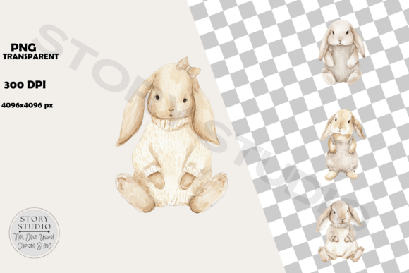Download Cute Watercolor Baby Bunny Clipart Set - Watercolor baby bunny Collection