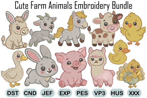 Download Cute Farm Animals Embroidery Bundle - Farm Collection