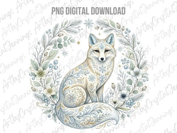 Download Winter Folk Art Fox Clipart PNG - Fox Collection