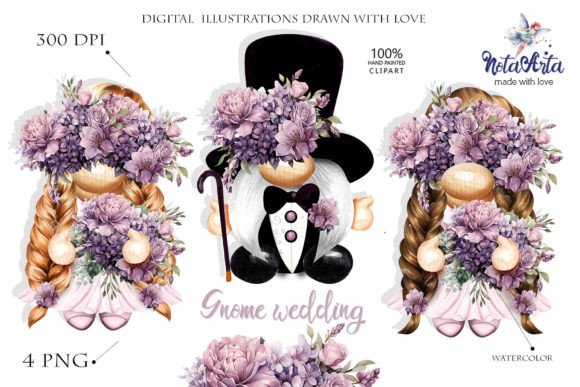 Download Gnome Wedding Bliss Watercolor - Gnome Collection