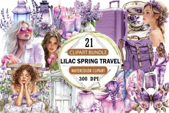 Download Lilac Spring Travel Watercolor Clipart - Spring Collection