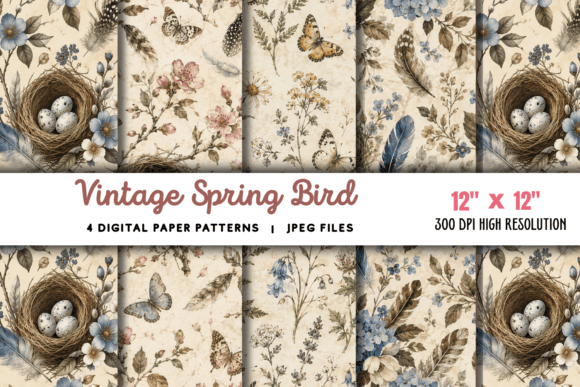 Download Vintage Spring Bird Junk Journal 2 - Spring Collection