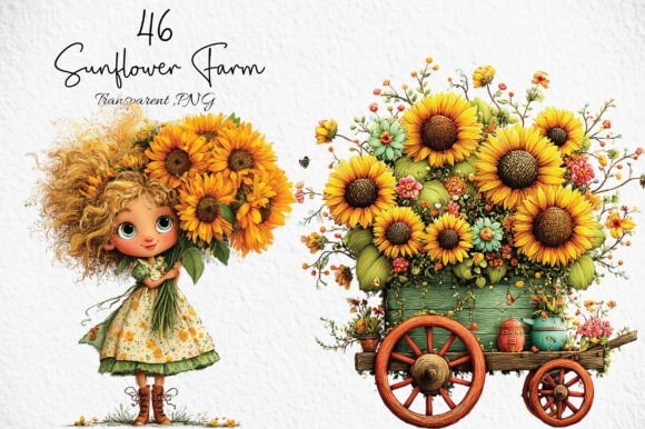 Download Cute Sunflower Farm PNG Clipart - Farm Collection