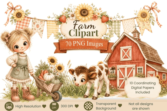 Download Watercolor Farm Clipart Bundle - Farm Collection