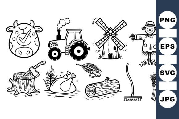 Download Rustic Farmyard Vector Clipart Set - Farm Collection