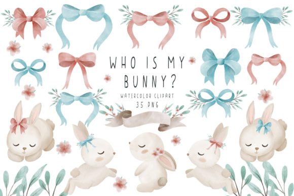 Download Watercolor Baby Bunny PNG, Ribbon PNG - Watercolor baby bunny Collection